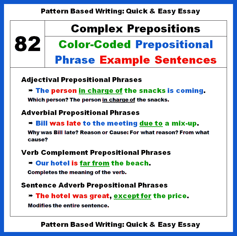 82 Color Coded Complex Prepositions In Prepositional Phrases Example Sentences With Analysis 